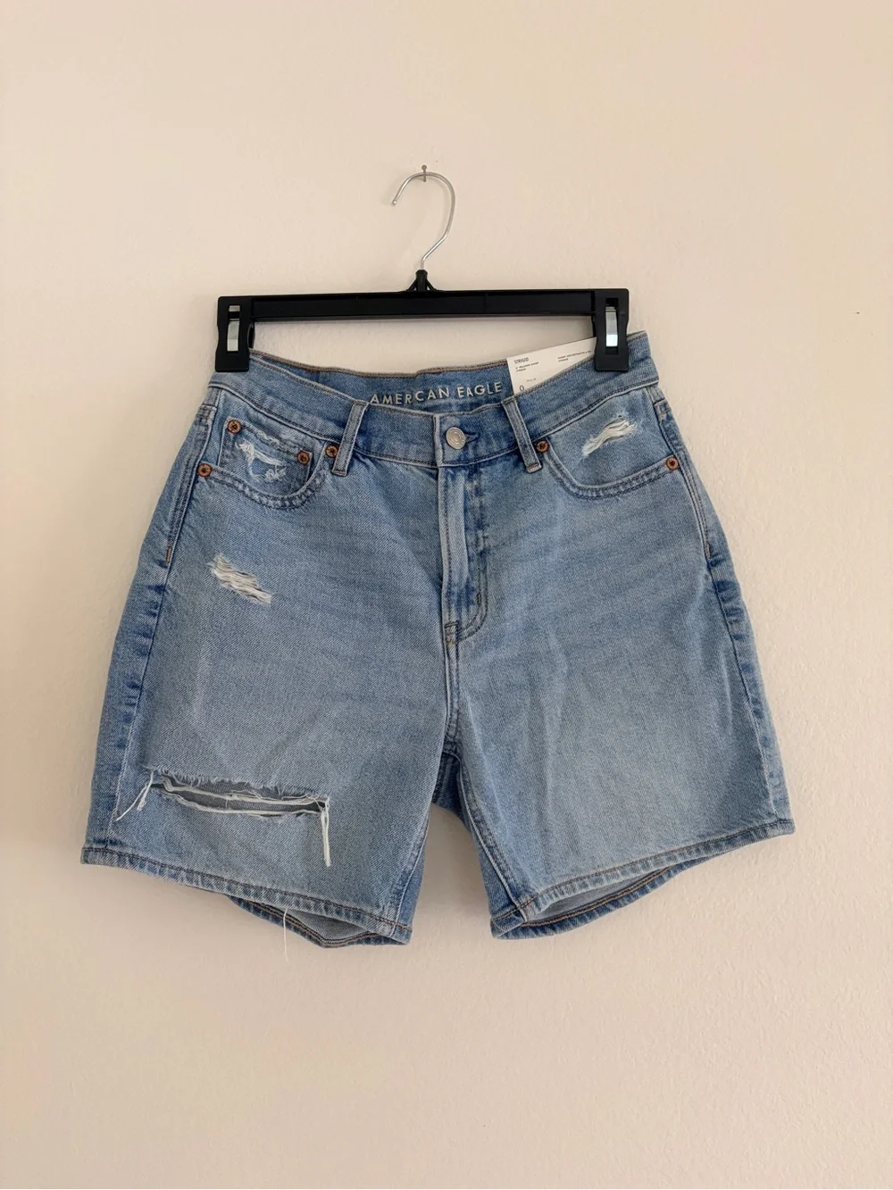 American Eagle Outfitters Strigid Light Wash Long Denim Shorts